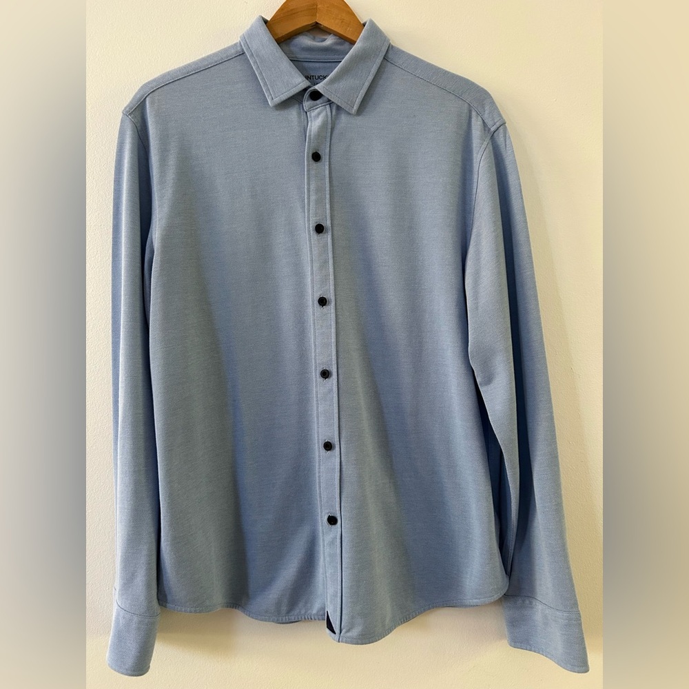 Untuckit Polo long sleeve Lightweight Performance Casual Shirt Blue Mens L